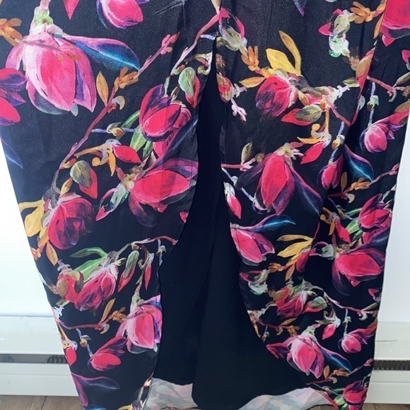 DELFI Collective Black Pink Floral Tie Front Lindsay Dress - Picture 8 of 12